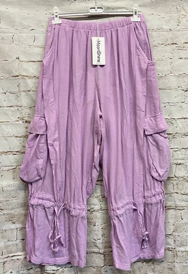 Moonshine Fashion Musselin Freizeit Hose Lagenlook 46 48 50 Übergrösse Neu lila - Bild 1 von 4