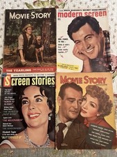 Lot of 4 VTG Movie Magazines 1946 John Wayne 1956 Rock Hudson 1960 Liz Taylor+++