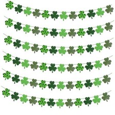 baotongle 6pcs St Patricks Day Decorations Paper Shamrock Clover Banner