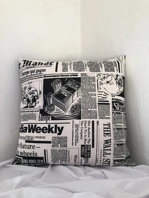 Funda de Cojín Periódico Hecho a Mano - Vintage Retro Salón Cama 40x40 45x45 - Imagen 1 de 4