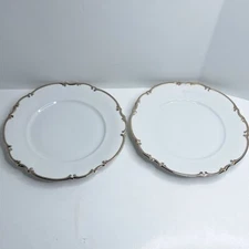 Hutschenreuther Selb Bavaria 2 Dinner Plates 10.25” Vintage White Platinum Trim
