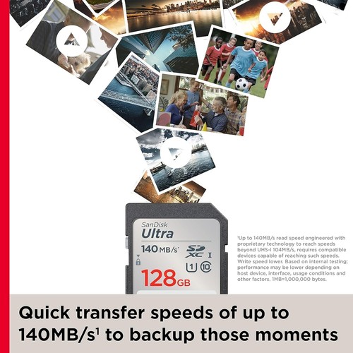 SanDisk 128GB Ultra SDXC UHS-I Memory Card SDSDUNB-128G-GN6IN - Picture 4 of 6