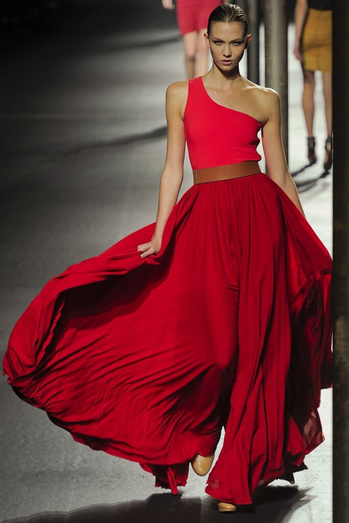 Lanvin Spring 2011 Red Silk One Shoulder Maxi Goddess Lanvin Spring 2011 Red Silk One Shoulder Maxi Goddess