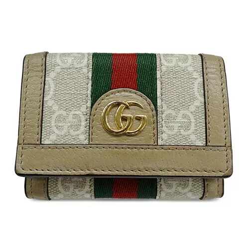 Portefeuille femme GUCCI marque Ophidia triple pli portefeuille GG Supreme toile mini mur