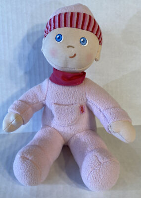 8  Sitting HABA Germany Plush Baby Doll Pink Lovey Stuffed Toy First Doll Louisa
