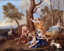 Nicolas Poussin - The Nurture of Jupiter Fine Art Print on Canvas Wall Decor 36"