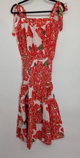 NWT RHODE Micah Floral Cotton Midi Dress Size S Rosb Red #1F453