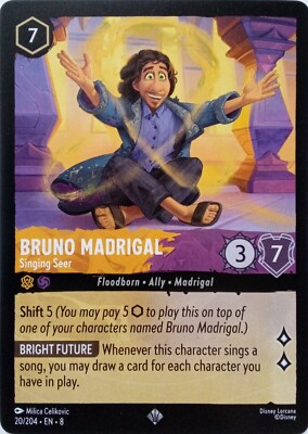 20/2004 BRUNO MADRIGAL SINGENDE SEHER EN8 SUPER SELTENE DISNEY LORCANA KARTE