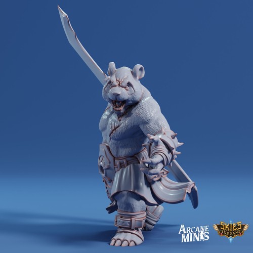 Melaleu Pandafolk Bárbaro | Postura 1 Espada | Mazmorras y Dragones D&D Miniatura - Imagen 4 de 5