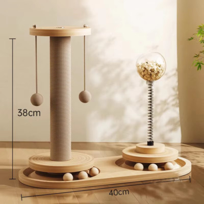 Sisal Scratching Post for Cat Solid Wood Cats Turntable Durable Kitten Claw Grin