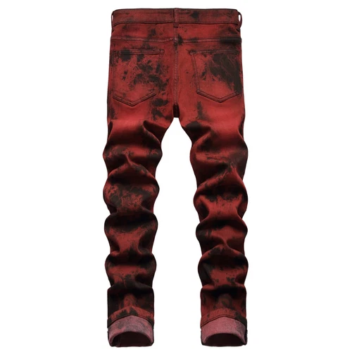 Moda Para hombres Jeans Elastizados Calce Ajustado Pantalones Informales Largos Estampados Denim Pantalones - Imagen 16 de 38