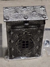 Vintage Relieved Iron Finish Forged Iron Wall Mount Mail Box Newspaper Holder US