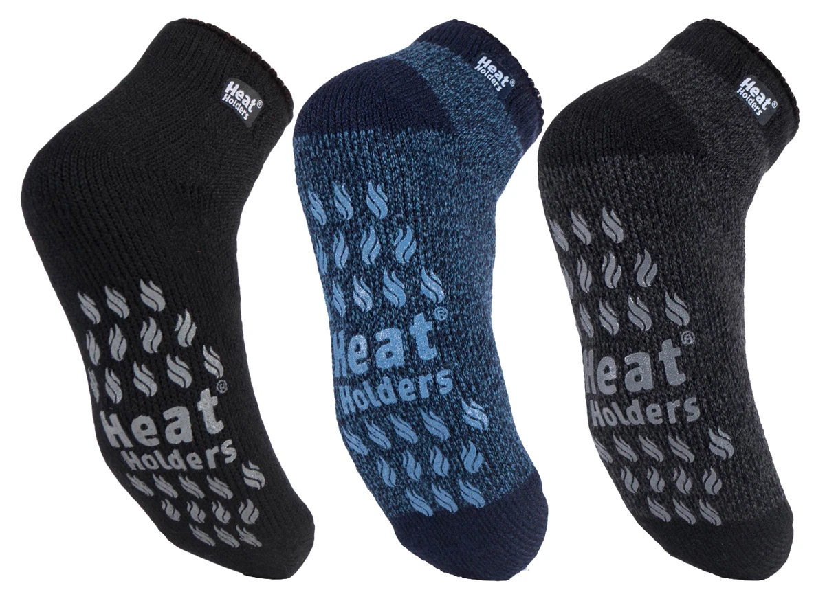 Heat Holders - Mens Non Slip Thermal Low Cut Ankle Slipper Socks