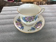 Queen Anne Bone China Prince Edward Island Floral Tea Cup & Saucer Set #8543 
