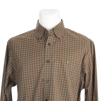 Nordstrom Brown Check Long Sleeve Button Front Casual Shirt Mens Medium 
