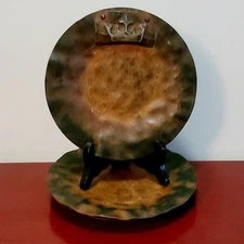 Complete Set of 4 Jan Barboglio Rare 7" Hand Hammered Metal Crown Plates