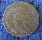 1875 Indian Head Cent VF Rim Ding