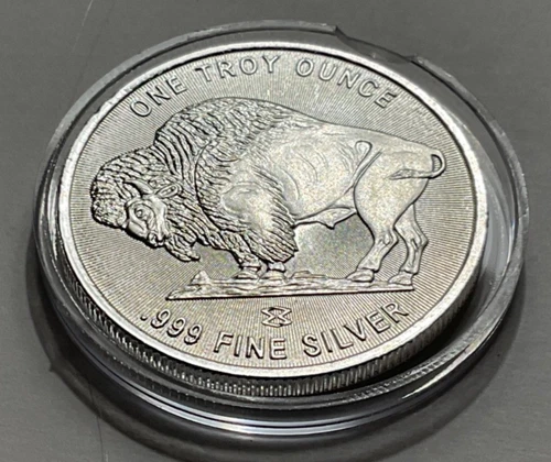 1 oz 999 Silver Round Buffalo Design Elemental Mint Coin Abrasion/Ding