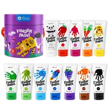 Jar Melo Washable Finger Paints for Toddlers | 12 Colors Non-Toxic 2.1fl oztt...