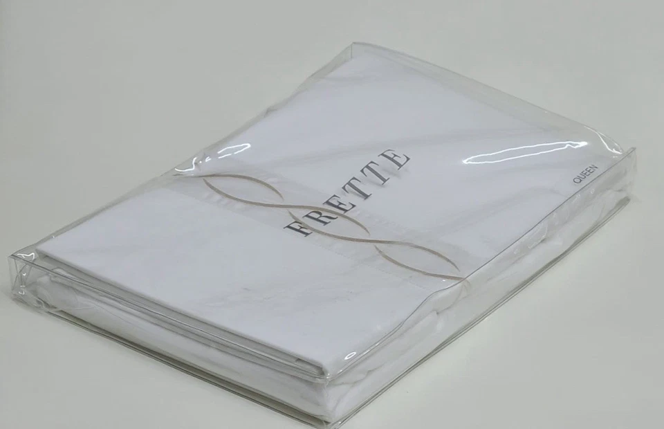 Funda nórdica Frette Infinito Queen blanca/beige 100 % algodón satén Foto 4 de 4