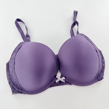 Victoria's Secret Dream Angels Push Up Bra Women 34DD Purple Excellent Lace Trim