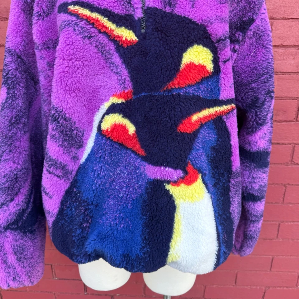 National Geographic Fleece Penguin Quarter Zip Pullover Purple Cozy Animal Gorp - Image 3 of 4