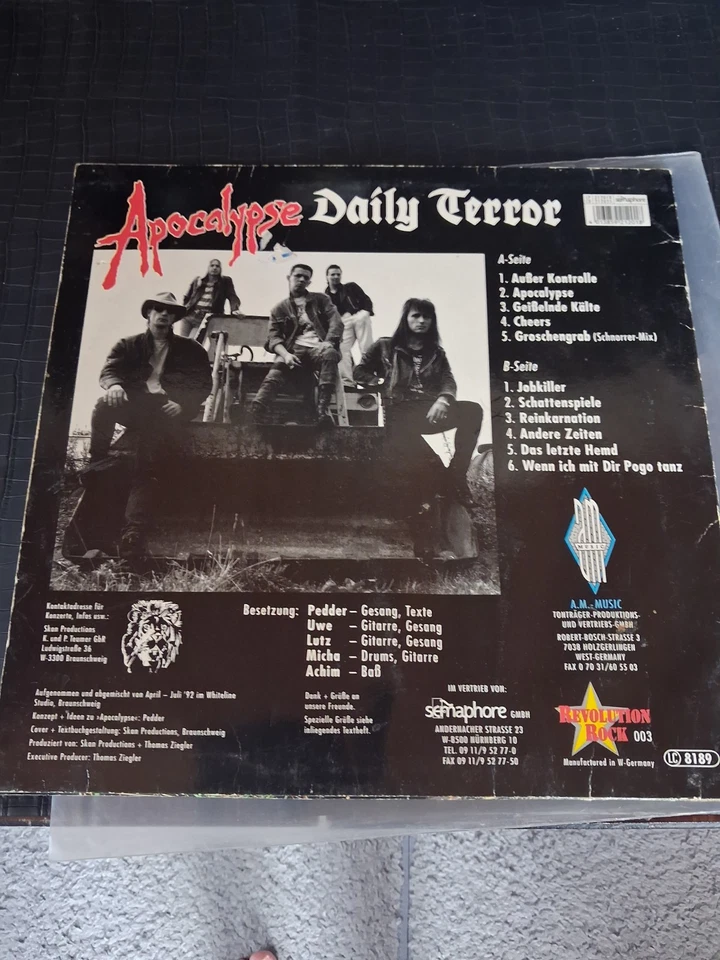 Daily Terror – Apocalypse original Press Vinyl A.M. Music – Revolution Rock - Bild 2 von 4