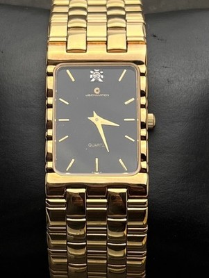 Vintage New 1994 JB CHAMPION Diamond Tank Mens Slim 34mm Quartz Watch Gold Black