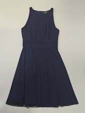 Lauren Ralph Lauren midi dress size 6 sleeveless navy blue gauzy work tailored