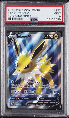 2021 POKEMON SWORD & SHIELD EVOLVING SKIES #177 FULL ART/JOLTEON V PSA 9