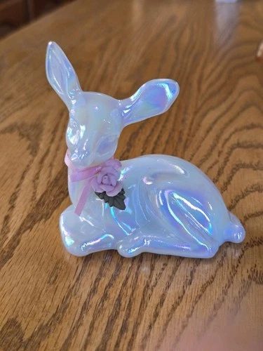 Fenton Art Glass "Pearly Sentiments" deer figurine, made in 1988.