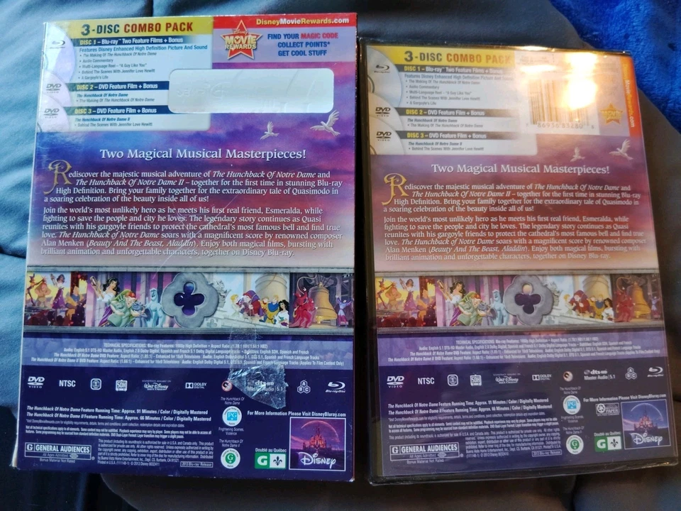 The Hunchback Of Notre Dame 3 Disc Special Ed DVD & Blu-ray 2 Movie Brand-new - Image 3 of 4