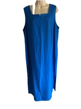 NEW SHOMI full Figure Maxi Dress Pure SILK sq neck royal Blue zip side slits 18