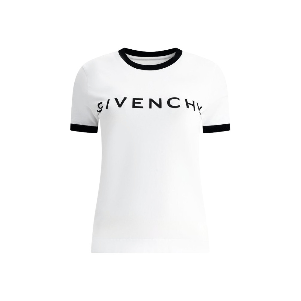 Givenchy Logo Ringer Short Sleeve T-Shirt White Black W