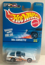 Hot Wheels 80s CORVETTE - 1997 #616 - White, Lace Wheels - CHINA - OPENING HOOD!