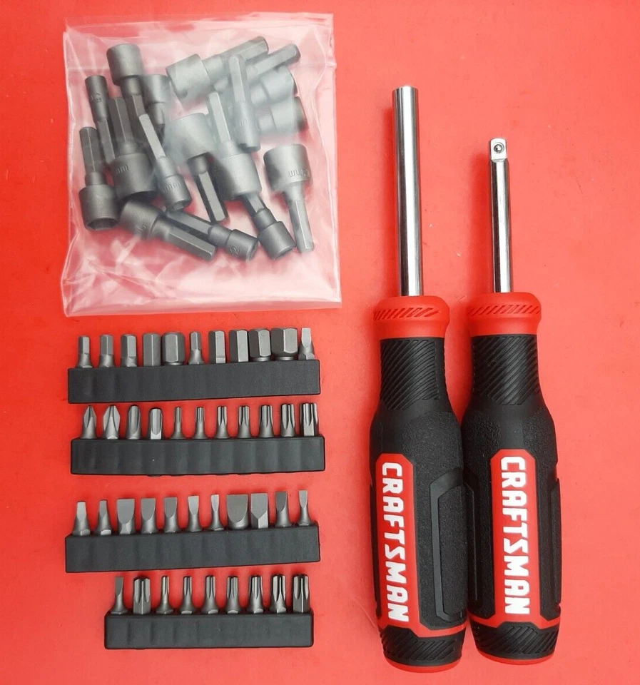 NEW 61 Piece CRAFTSMAN Magnetic Hex 1/4" Driver Spinner HANDLE Bit Driver Set - Image 2 of 4