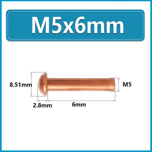 Copper Rivets M1.5 M2 M2.5 M3 M4 M5 M6 M8 Metric Round Pan Head Solid Rivets - Picture 60 of 92