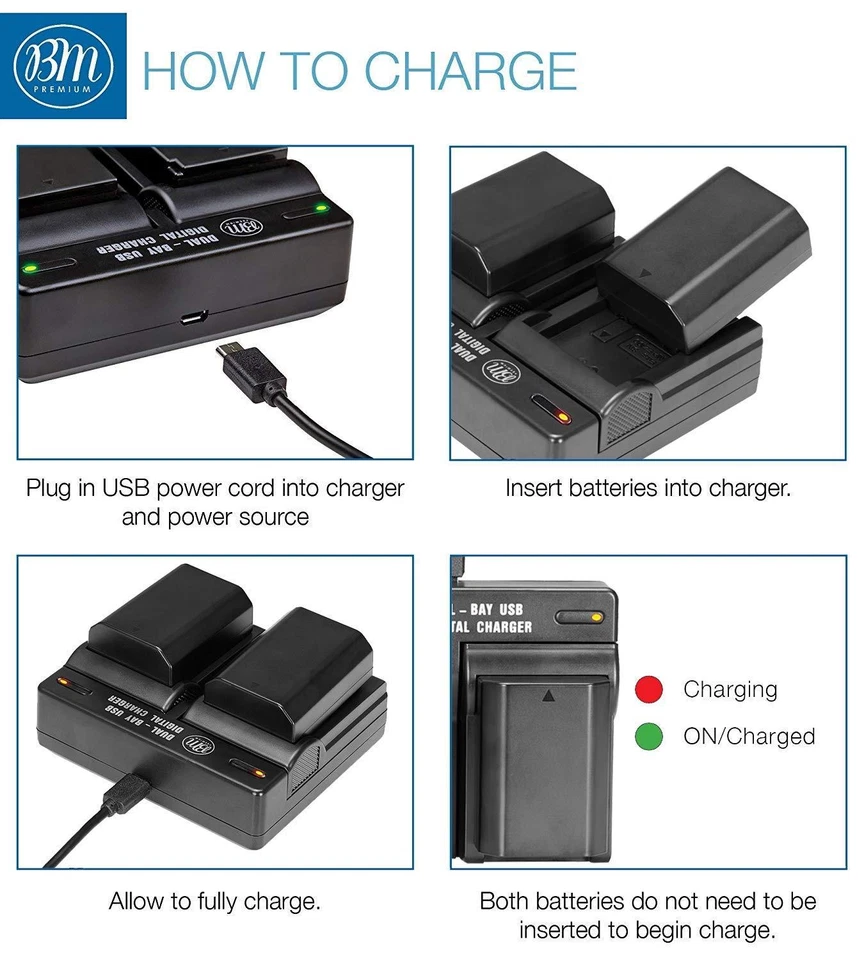 宝马高级电池(x2)和双充电器适用于索尼 NP-FZ100、BC-QZ1 和索尼 a9 — 第 4/4 张图片