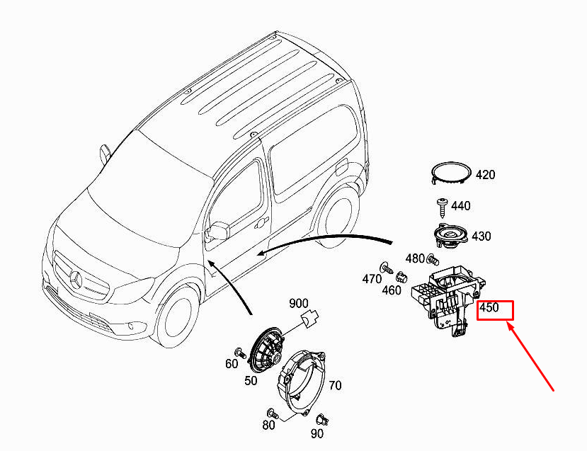 Neu MERCEDES-BENZ CITAN W415 Lautsprechergehäuse hinten rechts A4158270223