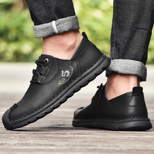 Herren Weiches Leder Freizeitschuhe Mode Fahrschuhe Flache Halbschuhe Mokassins - Bild 12 von 23