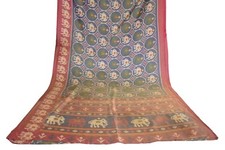 FNC Vintage Blue Sambalpuri Ikat Sarees Handwoven Art Silk Sari Fabric Antique