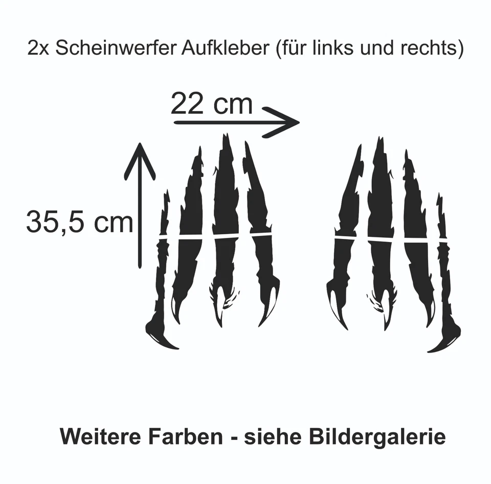 2x Monster Krallen Kratzer Aufkleber Auto Scheinwerfer Sticker (22cm x 35,5cm) - Bild 1 von 1