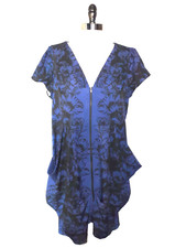 NEW CITY CHIC Plus Size 18W Tunic Dress Black Blue Floral Short Sleeve Pockets