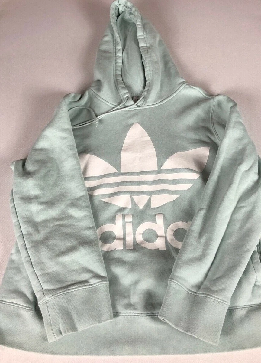 Adidas Originals Big Logo Hoodie Girls Small Youth Kids Mint Green  Sweatshirt