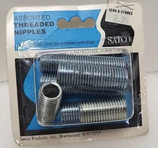 Vtg SATCO Assorted LOT 6 THREADED NIPPLES S70-151 1/4 IP Light Lamp Parts NOS