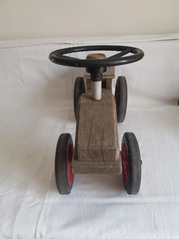 Jouet Ancien  Porteur en Bois - 4 roues - Ancien Trotteur - Photo 3/4
