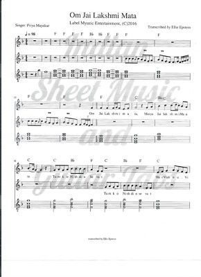 Om Jai Lakshmi Mata Priya Mayekar Sheet Music Standard Notation 10 pages