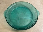 Vintage Pyrex Peacock Teal Basketweave 9.5" Pie Plate Dish 229 Made in USA