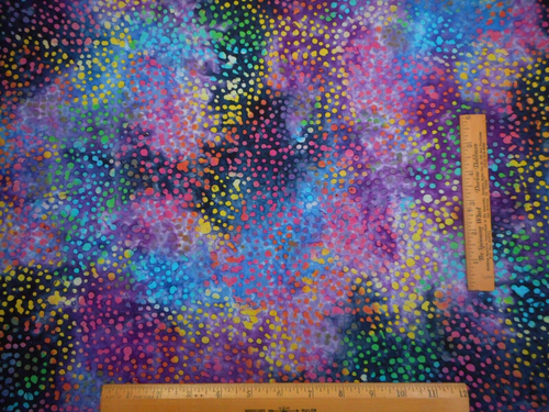 Batik Fabric By Half-Yard Yellow Aqua Pink Dot on Purple Blue Premium Cotton #44