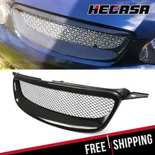 HECASA For 2003-07 Toyota Corolla Mesh ABS Front Grille Glossy Black Metal Hood
